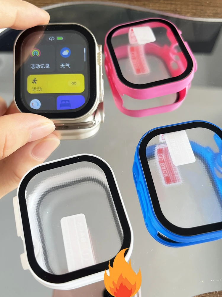 

Tempered Glass+Case For Apple Watch Ultra 3 49mm HD PC Bumper Screen Protector Cover iWatch Series Ultra2 49mm Shell Accessories