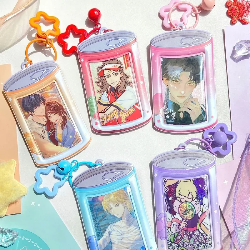 

Cute Canned fruit molding PVC 3 inch Kpop Photocard Holder Idol photo Card Holder Bag Case display pendant School Stationery