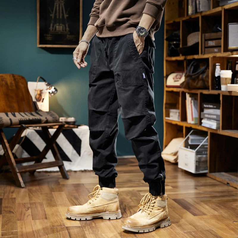 Men's Trendy High Street Workwear Pants Loose Casual Sports Outdoor Activity Trousers Fashionable Streetwear