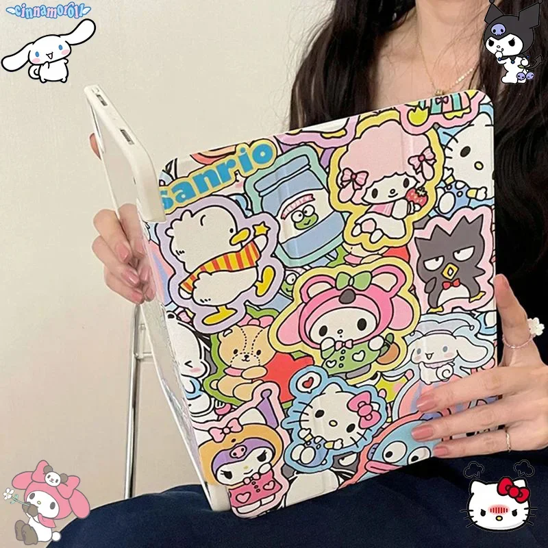 Sanrio Hello Kitty IPad Case for IPad Pro 11 12.9 Inch 2022 Air 3 4 5 Ipad 7 8 9 Generation Mini6 with Pencil Holder Cover Gifts