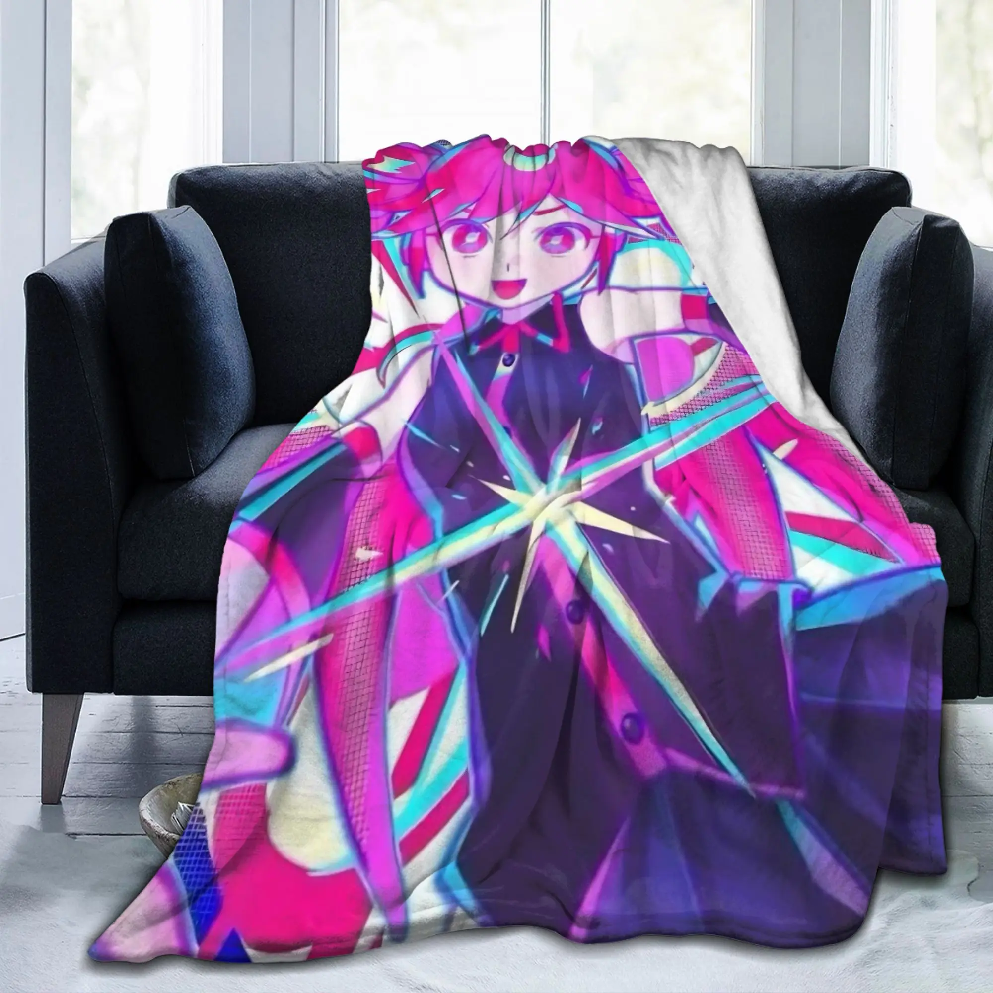 Kasanes Virtual Singer Tetoes Blankets Velvet Decoration Cartoon Cute Multifunction Soft Throw Blankets for Outdoor