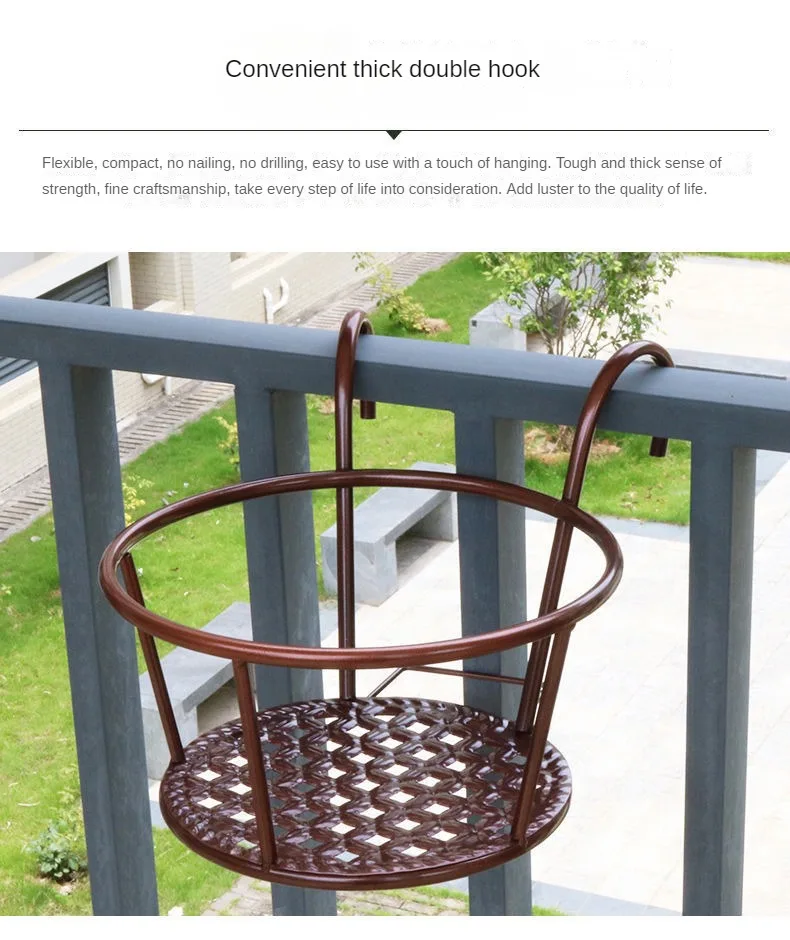 Balcony Flower Rack Potted Plant Indoor Chlorophytum Comosum Green Rose Pot Rack Balcony Railing Flower Rack Wall Green Plant