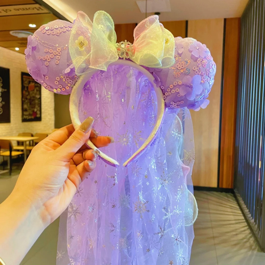 Diadema de Mickey Mouse con tul, estilo de corona alta, adecuada para parques de atracciones y entornos similares