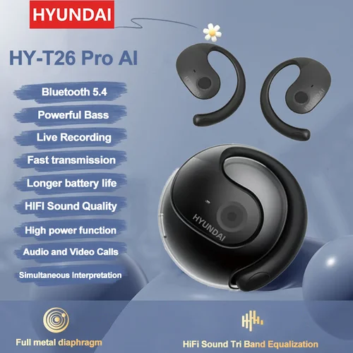 Imagen 2 del producto HYUNDAI HY-T26 PRO auriculares inalámbricos con traductor BT 98% de precisión AI auriculares con traducción en tiempo Real para viajes aprendizaje de negocios