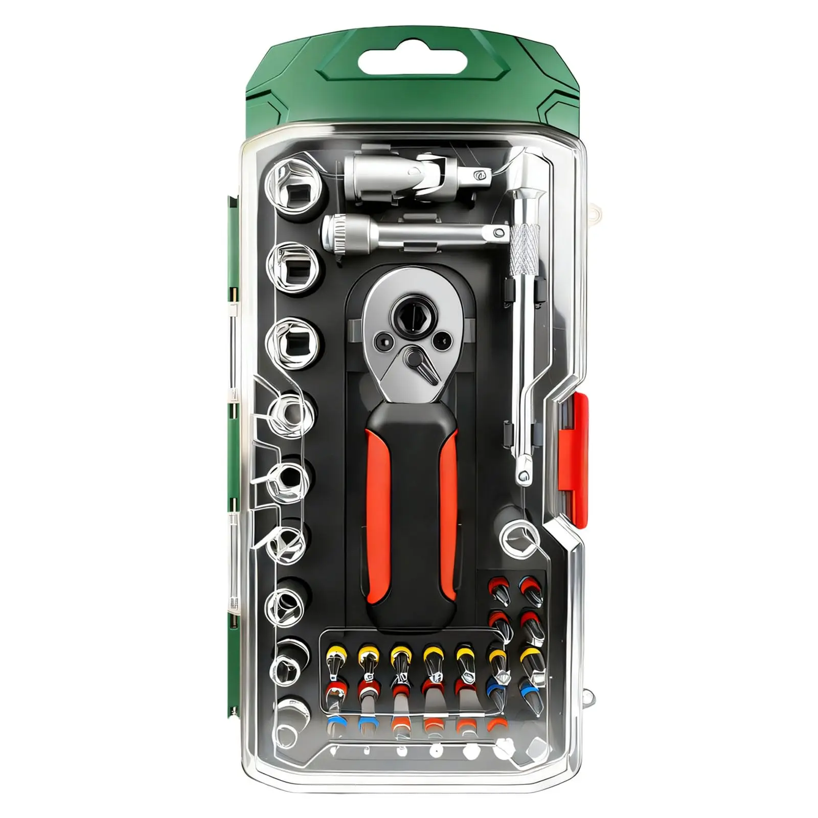 

1/4" Drive Ratchet Socket Wrench, 72-Tooth Quick Release Handle, Non-Slip, Forward/Reverse for Auto Repair
