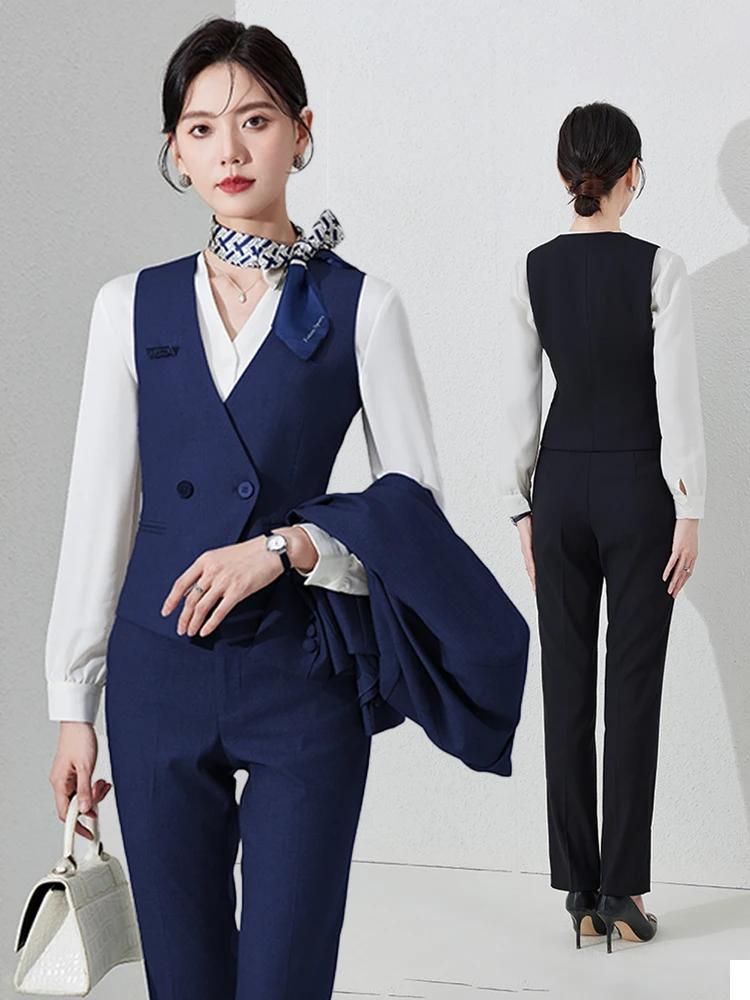 여성용 전문 슬림핏 자켓 및 조끼 세트, 보석 가게, 가이드, 업무, 패셔너블, 비즈니스 스타일