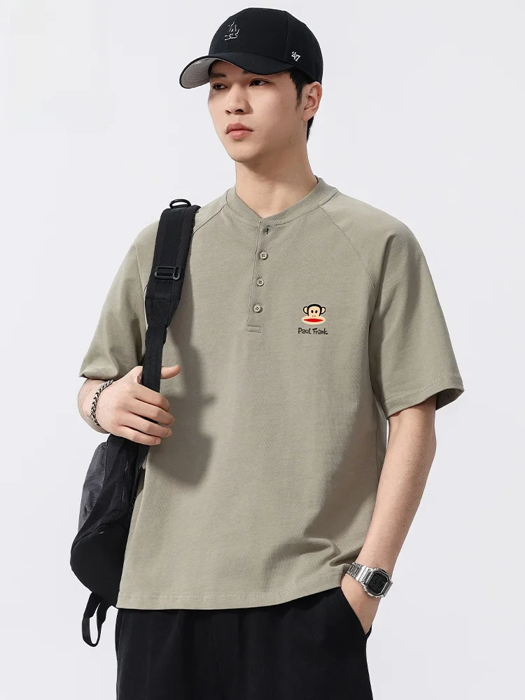 

Футболка Paul Frank Monkey Henry с воротником-стойкой, мужская, летняя, повседневная, свободного кроя, базовая, дышащая, хлопковая, с мультяшным принтом