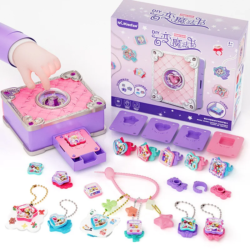 Magic Jewelry Making Kit 3D Magic DIY Jewelry Rings Keychain Creative Handmade Craft Jewelry Box Set for Girls Birthday Gifts