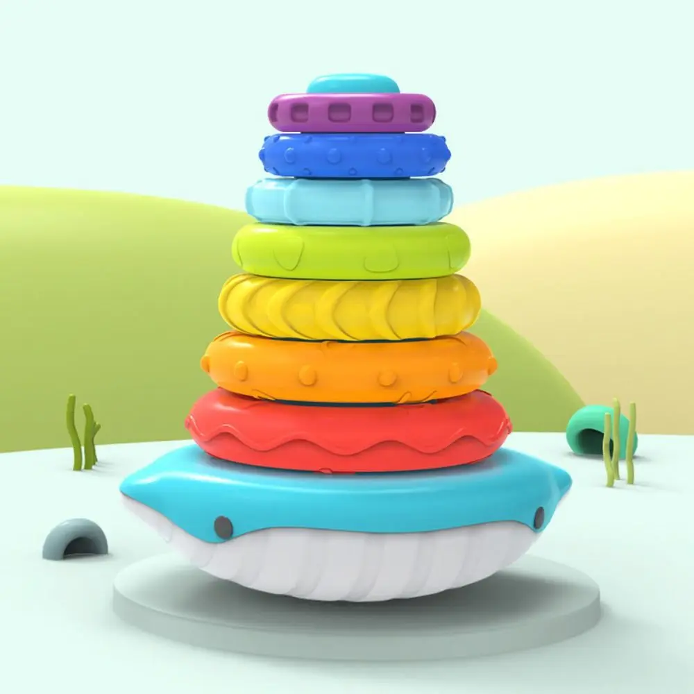 Irregular Square Rainbow Stacker Baby Montessori Rainbow Tower Rotating Screw Bolt Toys Stackable Early Education