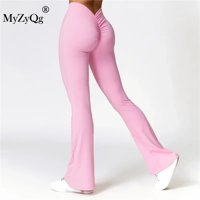 

MyZyQg Women Peach Hip Lift Yoga Flare Pants Fitness Exercise Wide Leg Micro Cropped Pants High Waist Quick Dry Pilate Pants