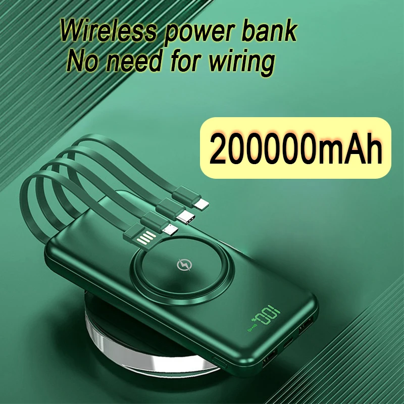 

200000mah Wireless Fast Charging Large Power Bank Large Capacity Sharing Comes With Four-Wire Mobile Power Supply