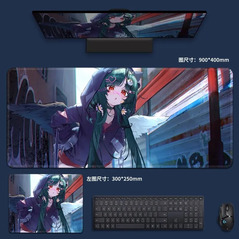 Anime Girl XXL Desk Mat Mousepad Large Abstract Mouse Pad Gaming Deskmat With Lockedge Office Non-slip Carpet