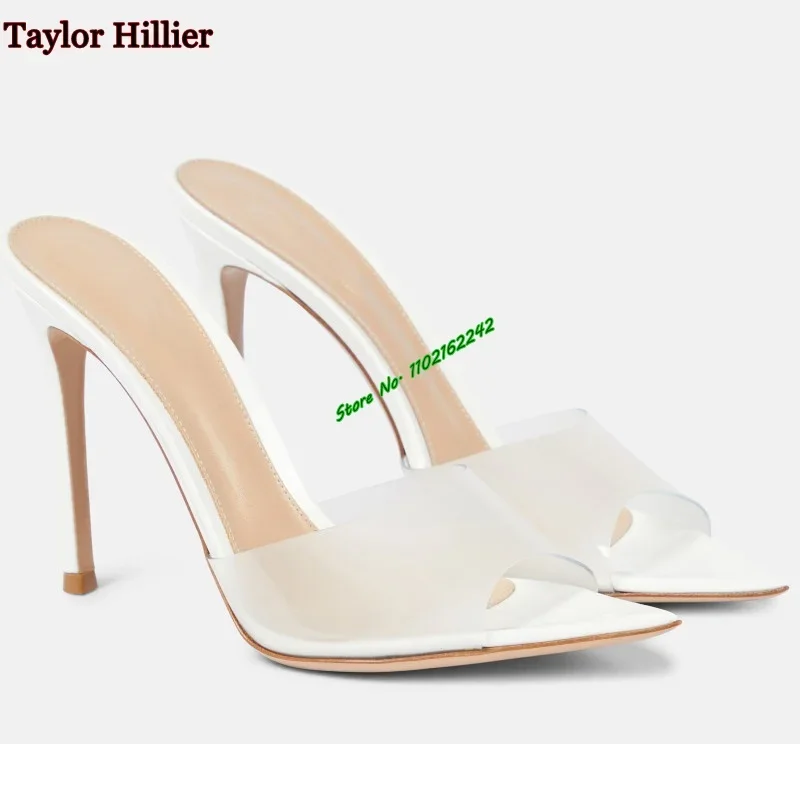 Klapki z ostrym noskiem 2024 nowe letnie buty na obcasie 5cm/8cm/10cm francuskie wysokie obcasy damskie seksowne kapcie zewnętrzne 46