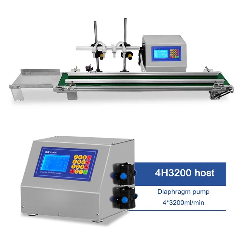 

4H3200 4-Head conveyor belt filling machine Multi-head small liquid automatic canning machine