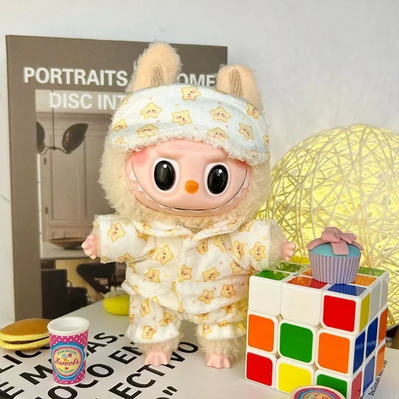 

La bu bu doll costume set 17cm - cute pajamas and eye mask plush toys, Kawaii fashion set series