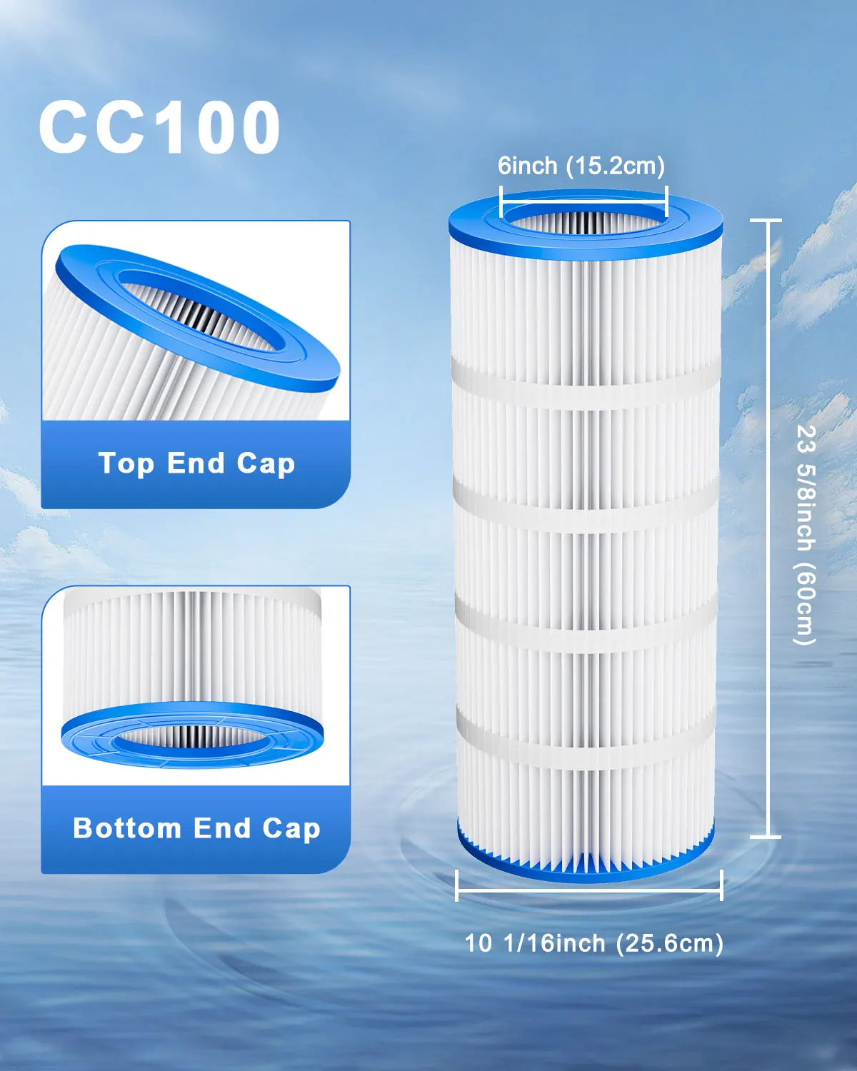 Pool Swimming Filter Cartridge 1 Pack 100 Sq.Ft Compatible with CC100 PLF100A PAP100-4 C-9410 FC-0686