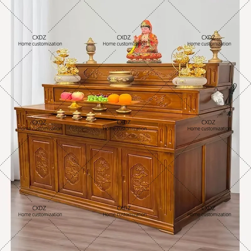 XXThree-layer offering table, Buddhist platform incense case home Guanyin Buddha statue offering table