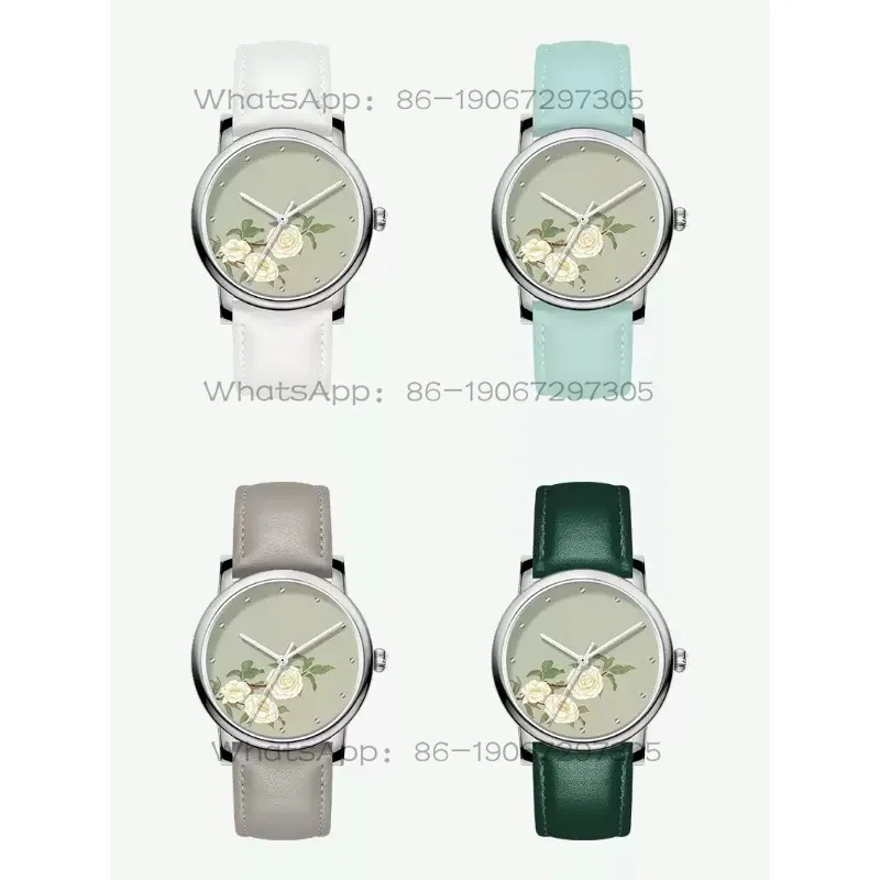 November Camellia Watch Twelve Flower God Gift Avocado Green Watch Female