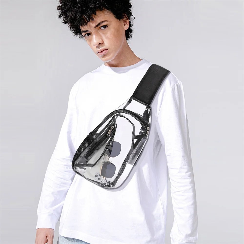 2023 New Clear Fanny Packs Bag Clear Sling Bag Stadium Approved Clear Bag Transparent Chest Daypack for Hiking Stadium Concerts