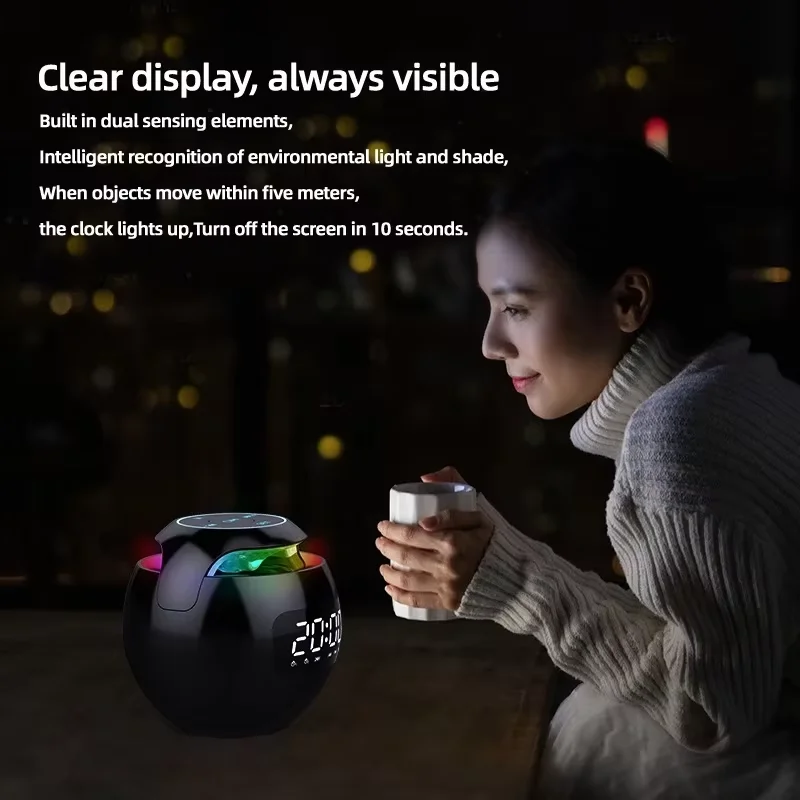 G90 New Clock Color Bluetooth Speaker Mini Portable Home Ball Plug in Small Steel Cannon Computer Speaker