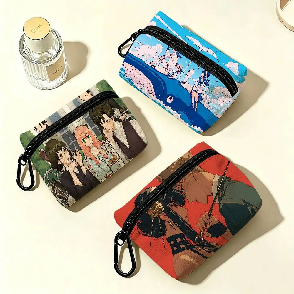 Anime Spy x Family Multifunctional Oxford Cloth Small Pouch With Hook Mini Coin Wallet Earbud Storage Bag