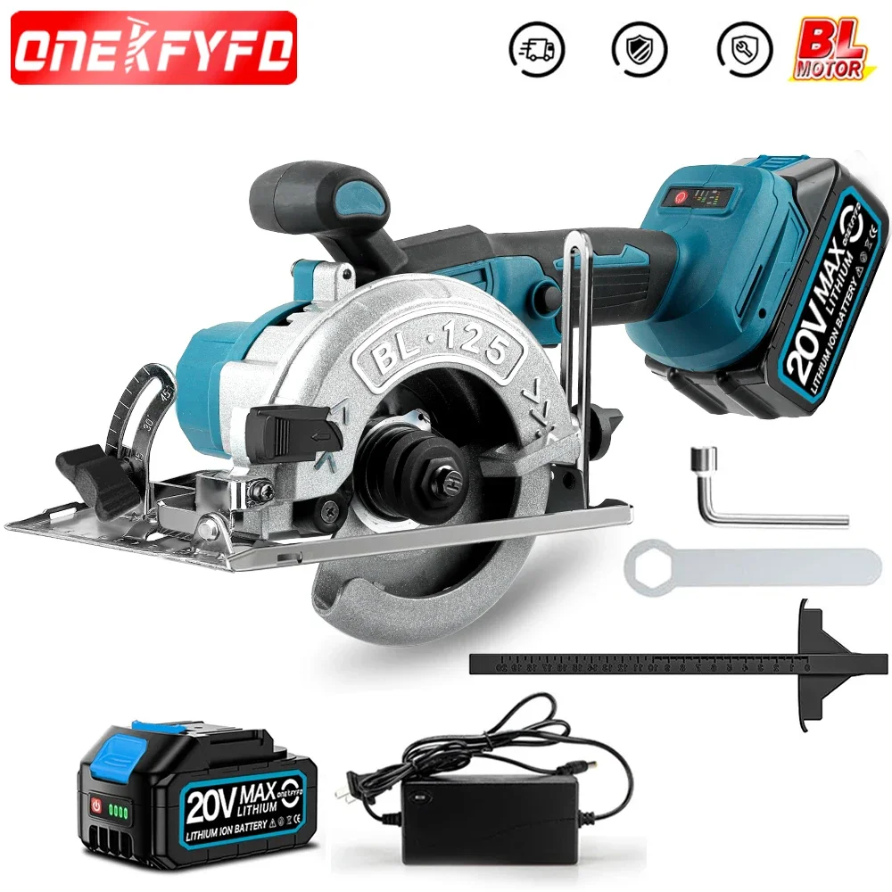 Brushless 5-inch 125mm Electric Circular Saw 45° Adjustable Wood Cuttiing Machine Handheld Woodworking Saw for Makita Battery