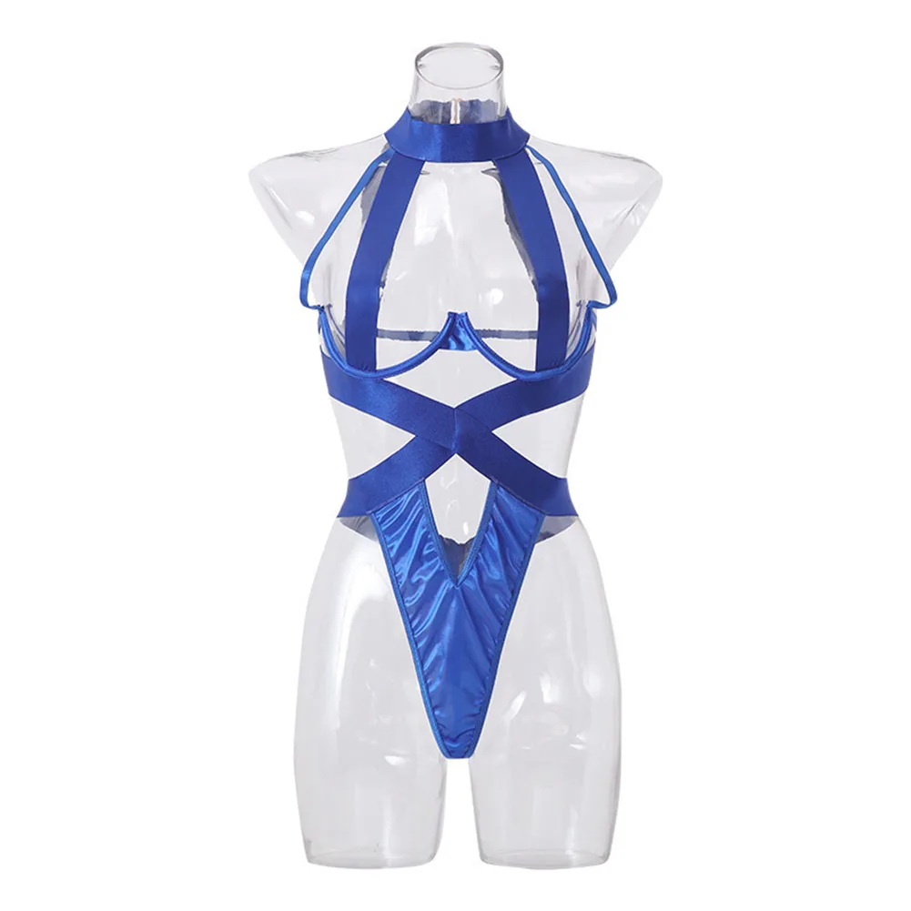 ملابس داخلية مجوفة للنساء ، بدلة جسم بقصة عالية ، ملابس داخلية بأربطة ، أزياء النادي