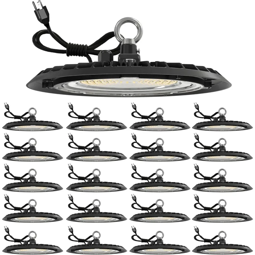 20 Pack UFO LED High Bay Light, 6000K Daylight Deluxe, 150W, Power Cord Included, 19500 LM, 120VAC, IP65 Waterproof Fixture