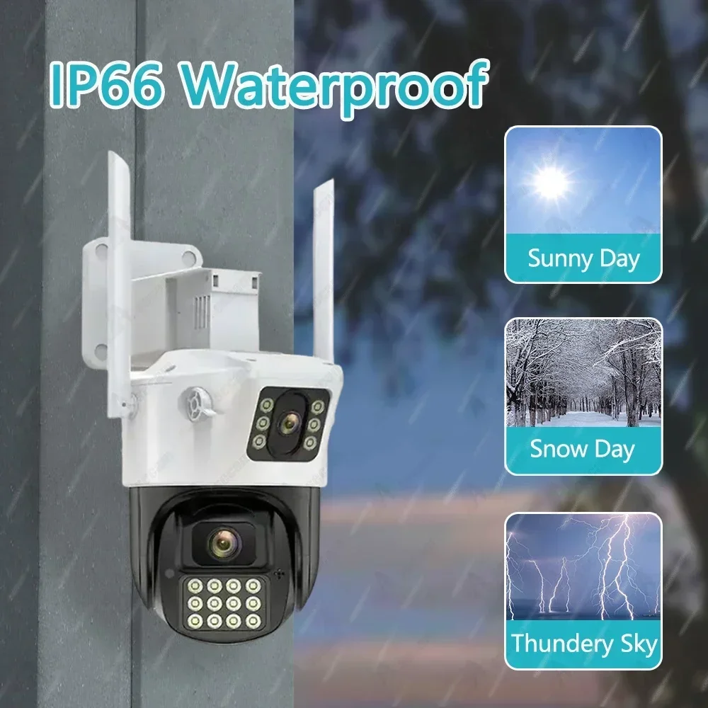 Imagem -02 - Câmera de Segurança Impermeável Dual Lens Vigilância por Vídeo Cctv Luz Policial Alarme Câmera ip Proteção Proteção 8mp 4k Wifi