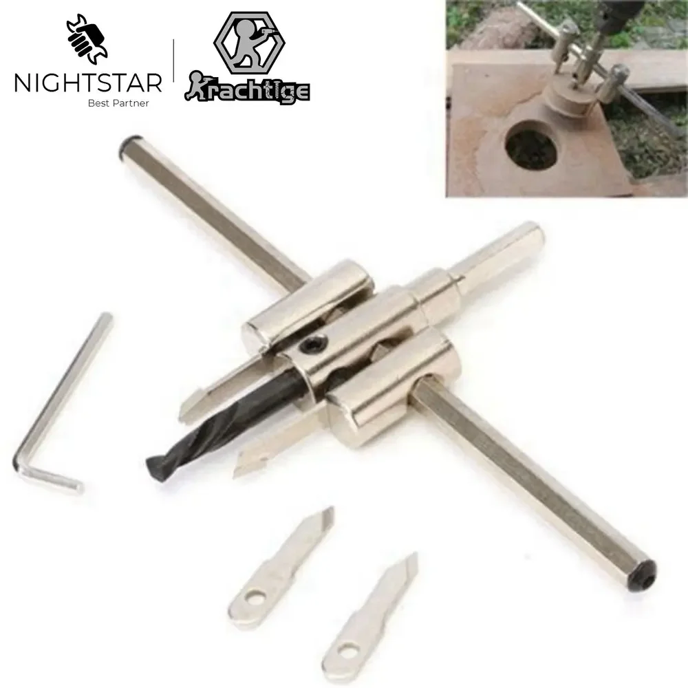 

Alloy 120mm 200mm 300mm Adjustable Circle Hole Cutter Set with Wood Metal Hole Saw Drill Bit Tools for Woodworking