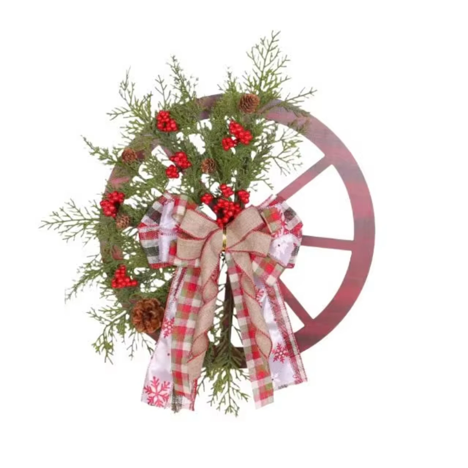 christmas wreath Explosive  door hanging wooden roulette wheel wreath Christmas pine cone wreath