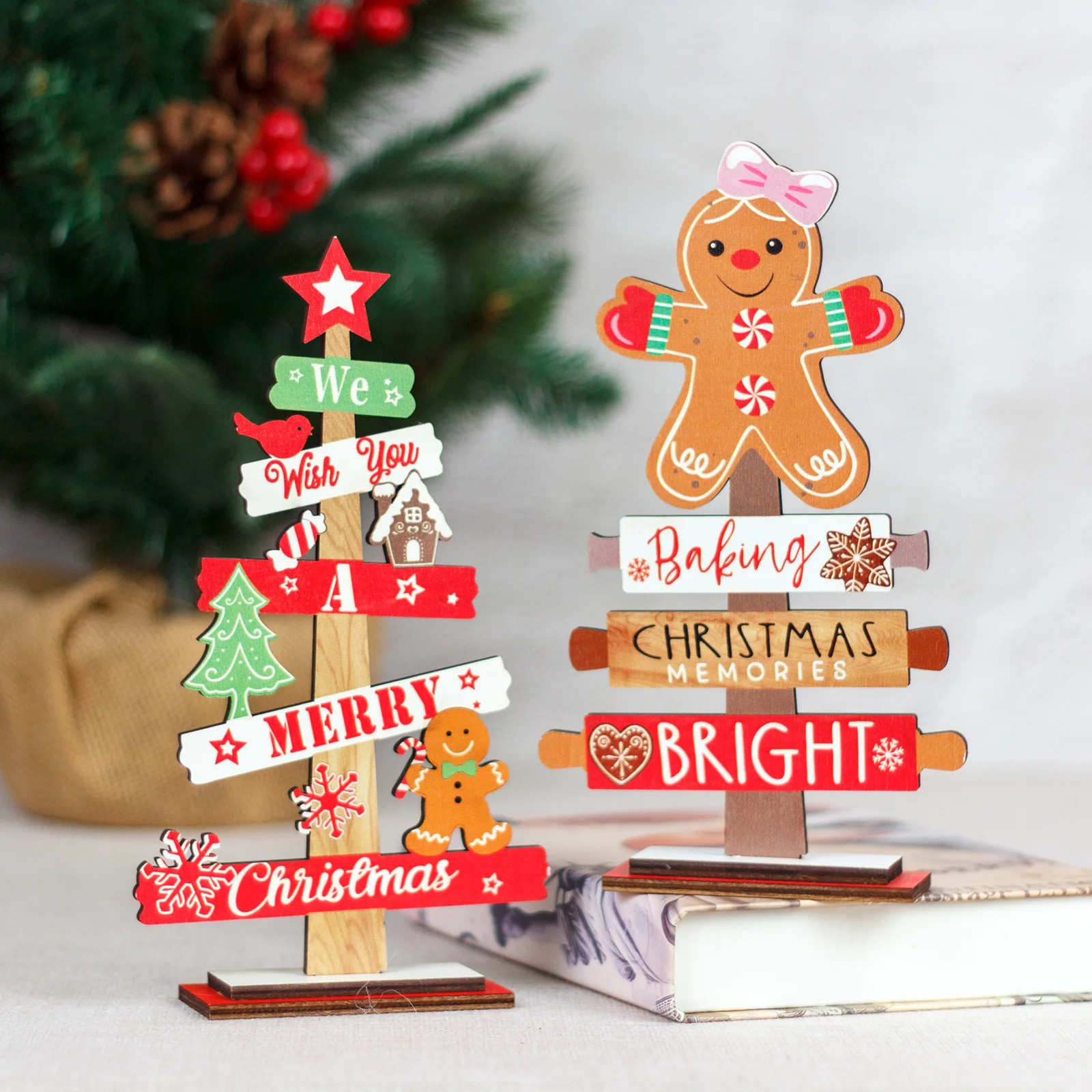 Christmas Gingerbread Man Decorations Christmas Cookie Man Ornament Christmas Small Tree Table Ornament Decoration