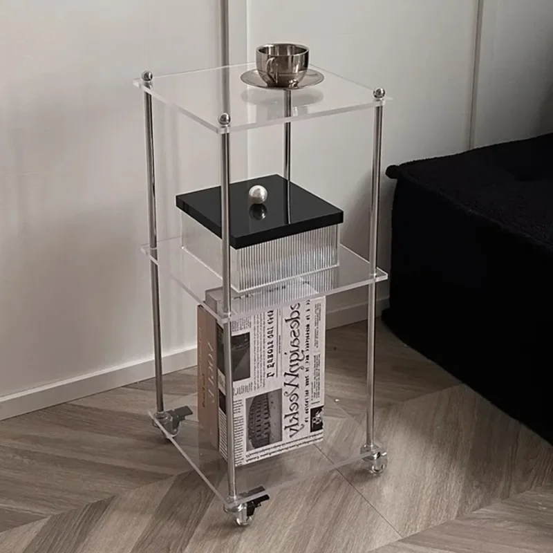 Acrylic multi-layer shelf medieval mobile trolley simple sofa side few bedside tables