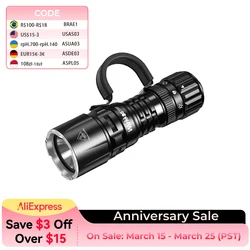 Wurkkos TD07 Tactical Flashlight 1300 Lumens 479m Beam Distance 18350 Battery Dual Switch Ring Grip Police/Everyday Use