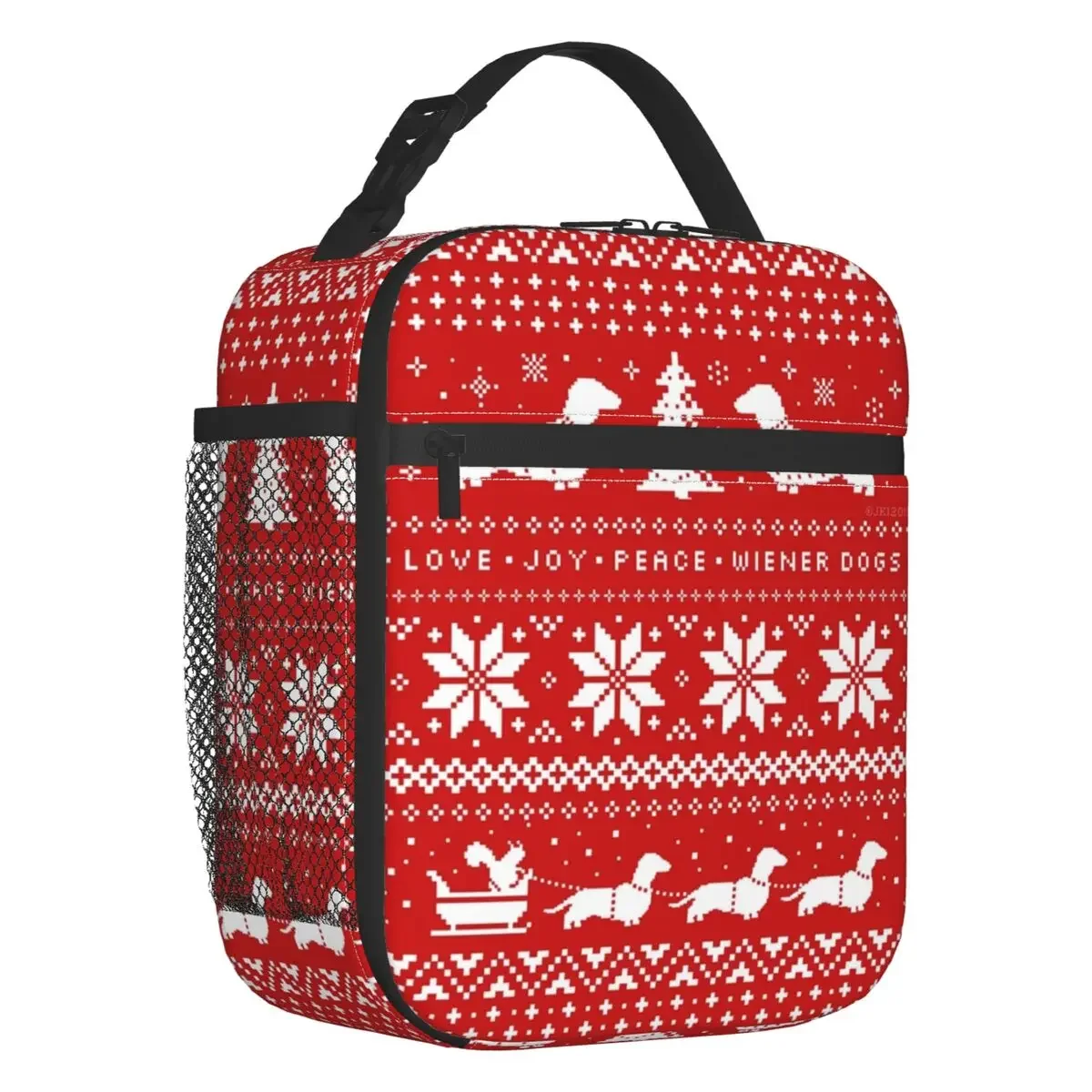 

Dachshund Dog Christmas Holiday Insulated Lunch Bags for Camping Travel Animal Pet Leakproof Cooler Thermal Lunch Box Women Kids