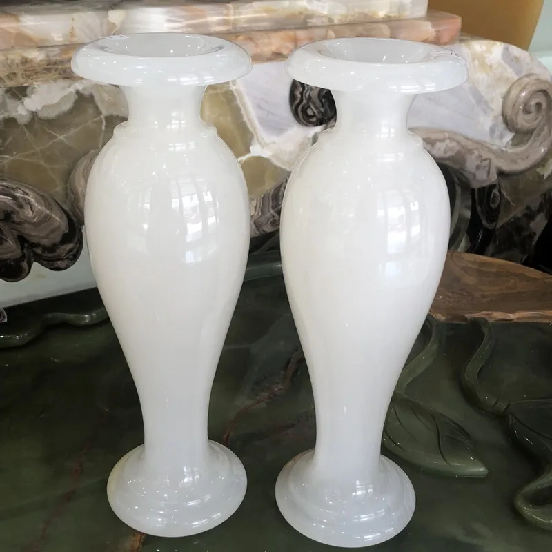 Afghan jade vase ornament, yellow jade, living room wine cabinet, Chinese-style home decor, TV cabinet, entryway display shelf,