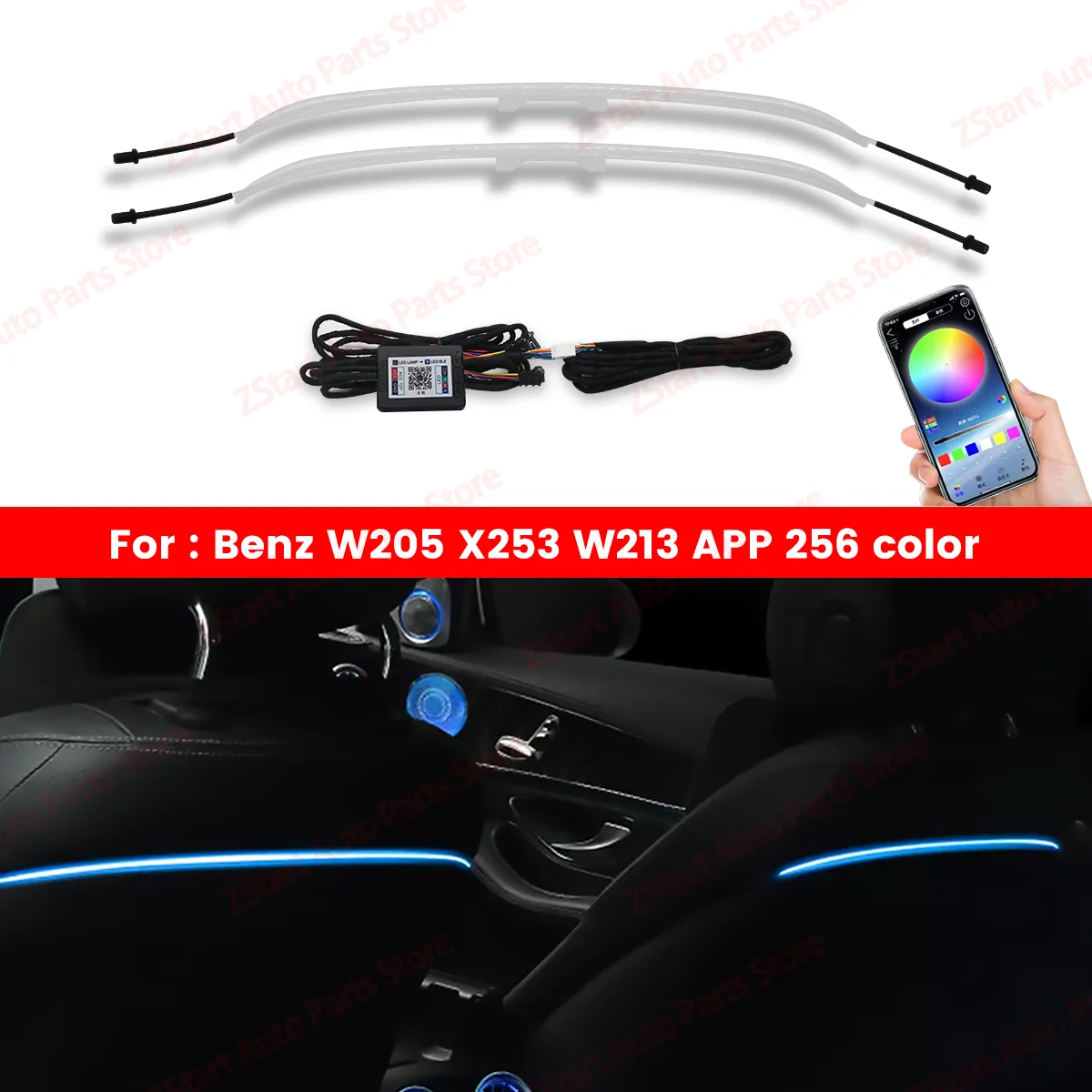 

256 Colors LED W205 Seat Back Lamp Backrest Ambient Light For Mercedes Benz C-Class W206 GLC X253 X254 E-Class W213 APP Control