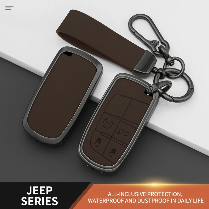 Leather Car Key Case for Jeep Renegade Wrangler Patriot Grand Cherokee Compass Liberty WK2 KL MP BU SRT Accessories