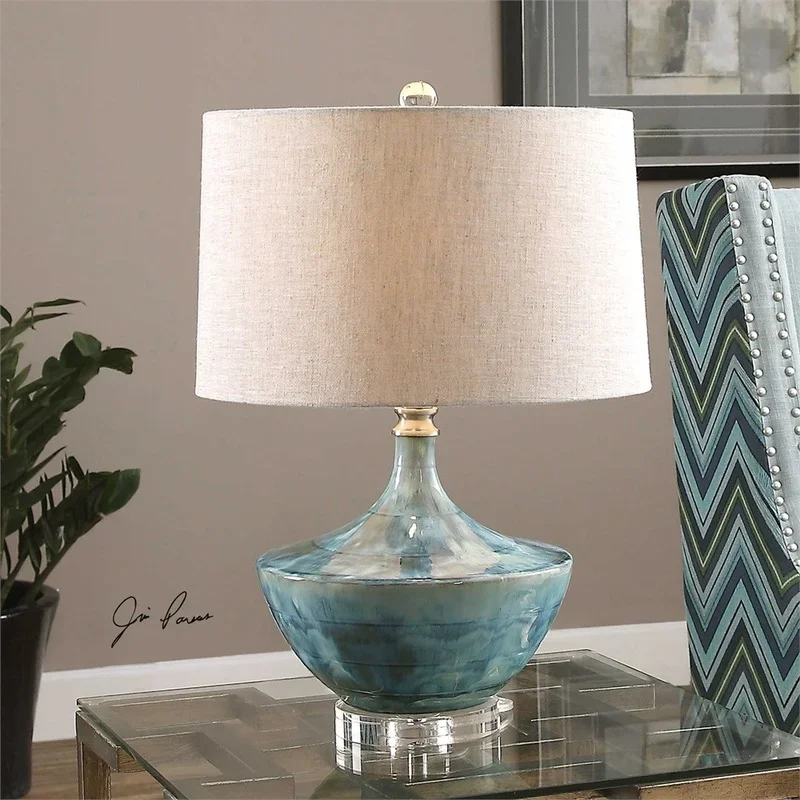 

Dimmer Table Lamp Contemporary LED Ceramic Painting Decorative Desk Light for Home Bedside