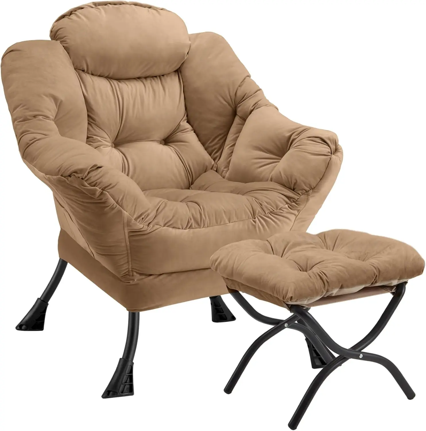 

Contemporary Lounge Leisure Sofa Chair with Armrests Upholstered Sofa Armchair Reading Chair for Bedroom,Dorm & Office(Khaki-f)