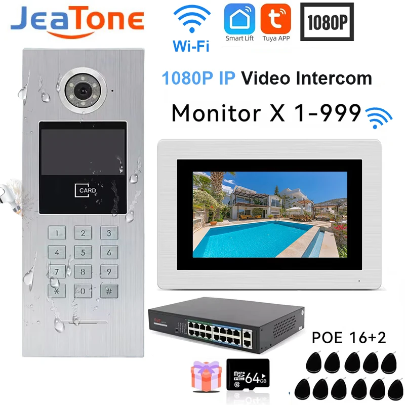 

Jeatone IP Video intercom Kit Multi Units Apartments 1080P Touch Monitor Doorbell Tuya Smart Home Remote Access Control System