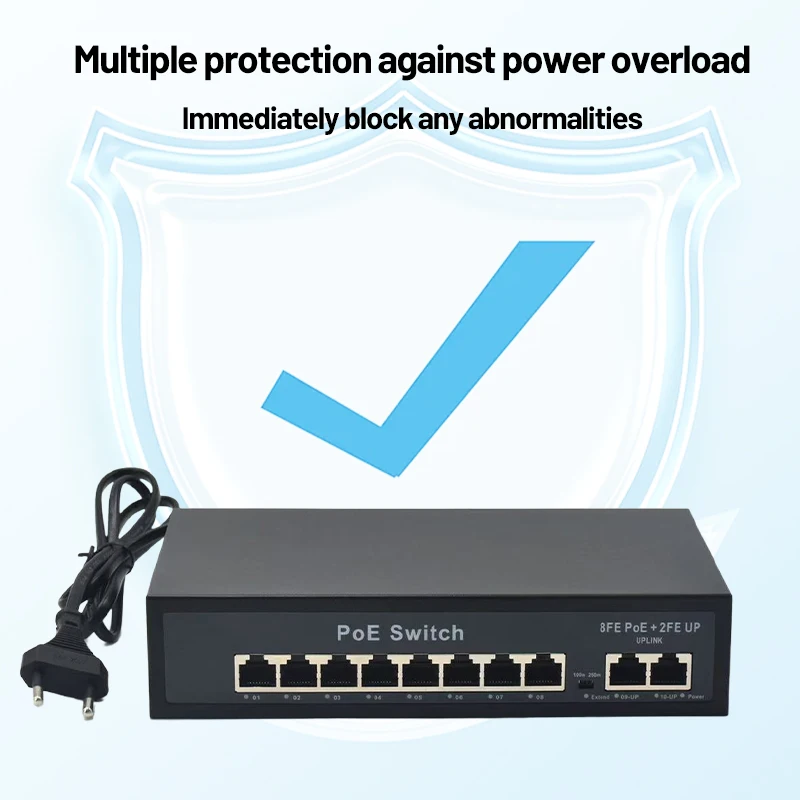 Kaysus 48V POE Switch 100Mbps Switch Ethernet With 8 Port Wifi Smart IP Switch RJ45 Injector Switcher for IP Camera CCTV