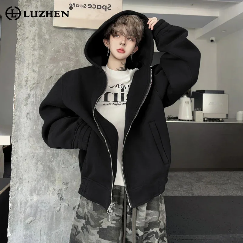 

LUZHEN Coat Original Niche Hoodies Design Double Zipper Loose Men's Solid Color High Quality Casual 2025 Autumn Clothes JY5727