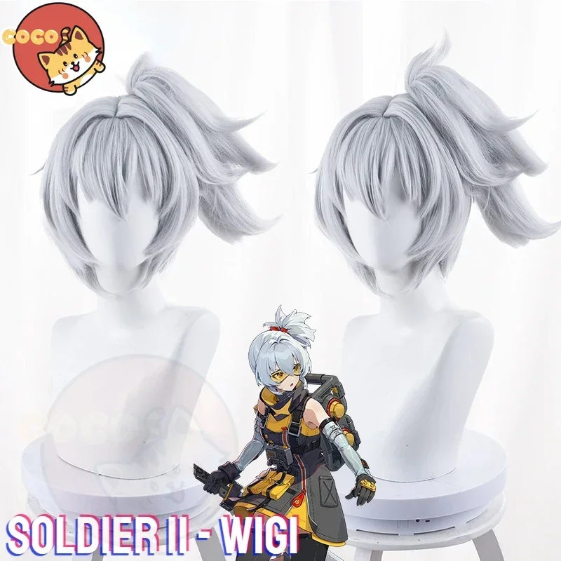 Game ZZZ Soldier 11 Cosplay Wig Game Zenless Zone Zero Soldier 11 Cosplay Wig Silver Gray Lateral Ponytail Wig CoCos