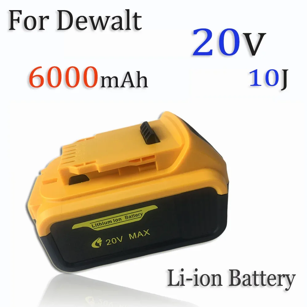 

For Dewalt 20V 10J 6.0Ah Rechargeable Li-ion Battery, Compatible DCB200 DCB206 DCB207 DCB204 Series Power Tool