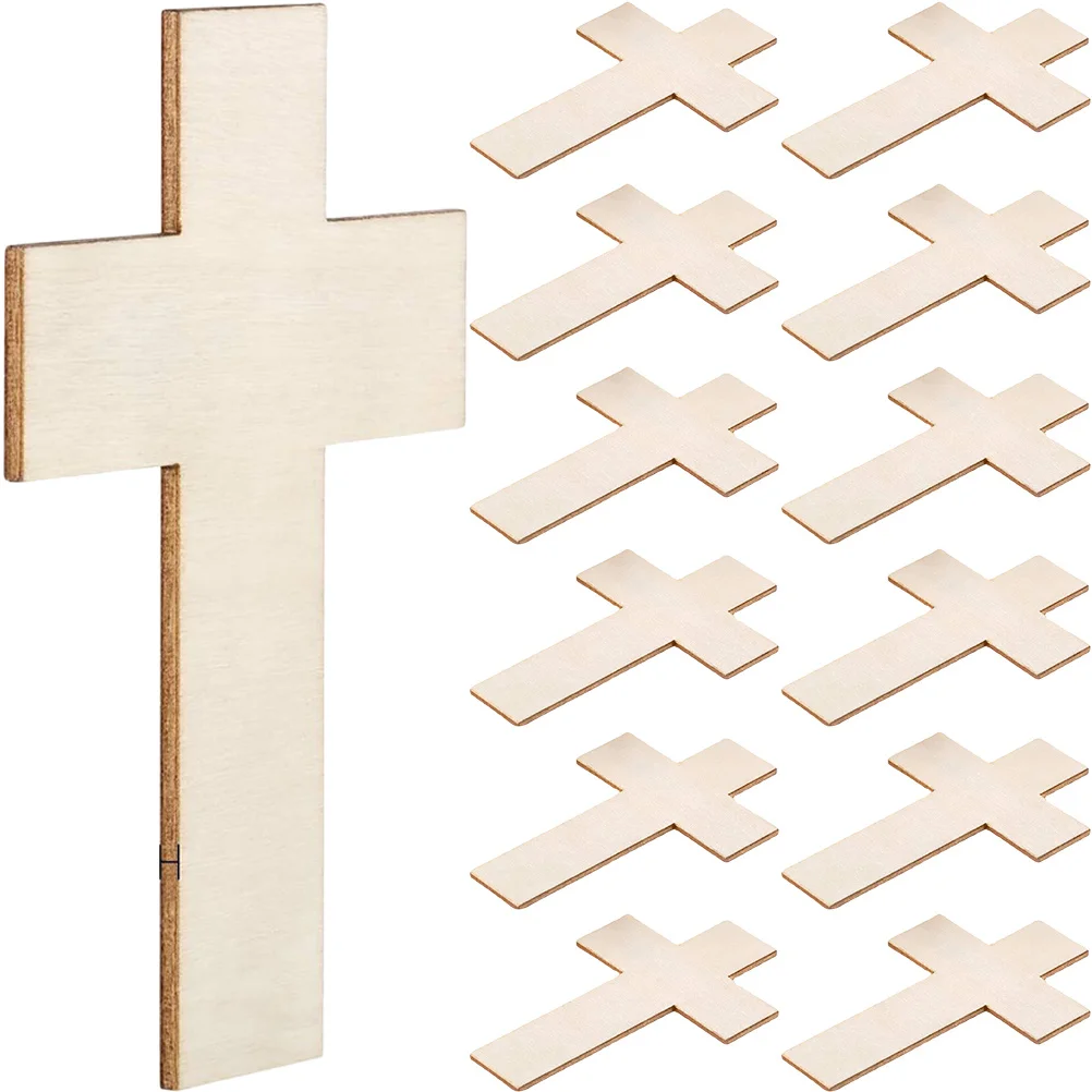 

50Pcs Cross Shape Wooden Chips Unfinished Paintable DIY Wood Slices Craft Cutouts for Kids Hand Painting Party Decoration