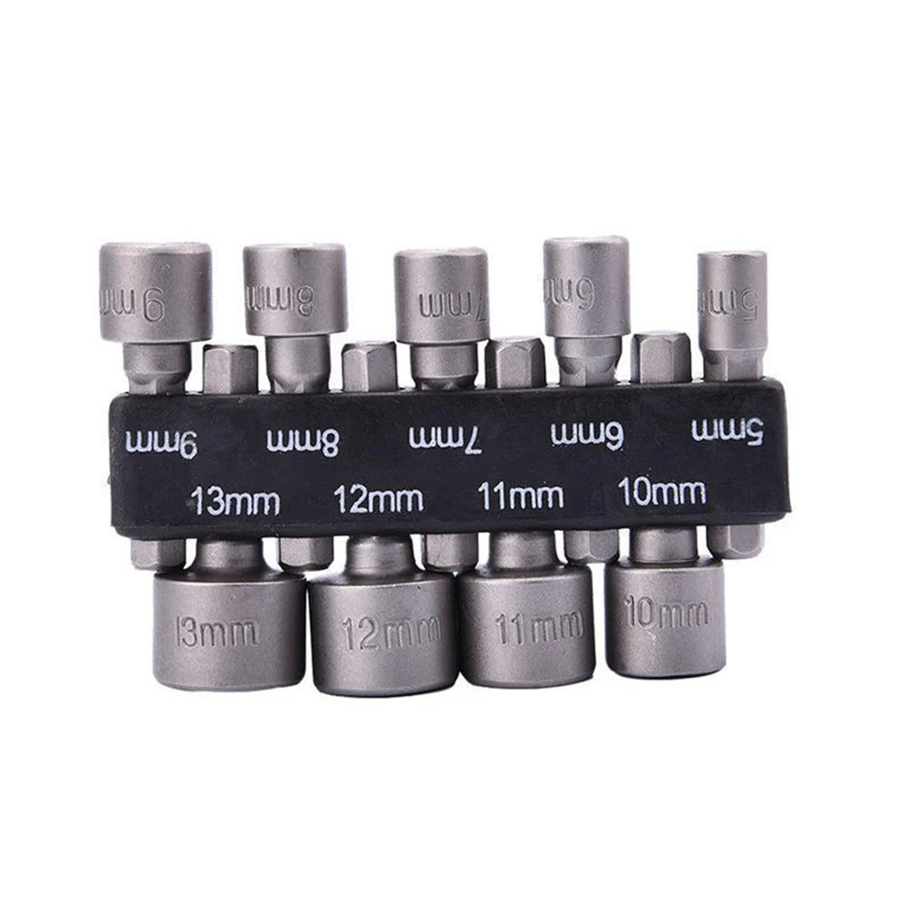 9Pcs Power Nut Driver Hex Shank Drill Bit Adapter Socket Wrench Screw Tool 5mm-13mm Magnetic Adapter Shank Screw Drill