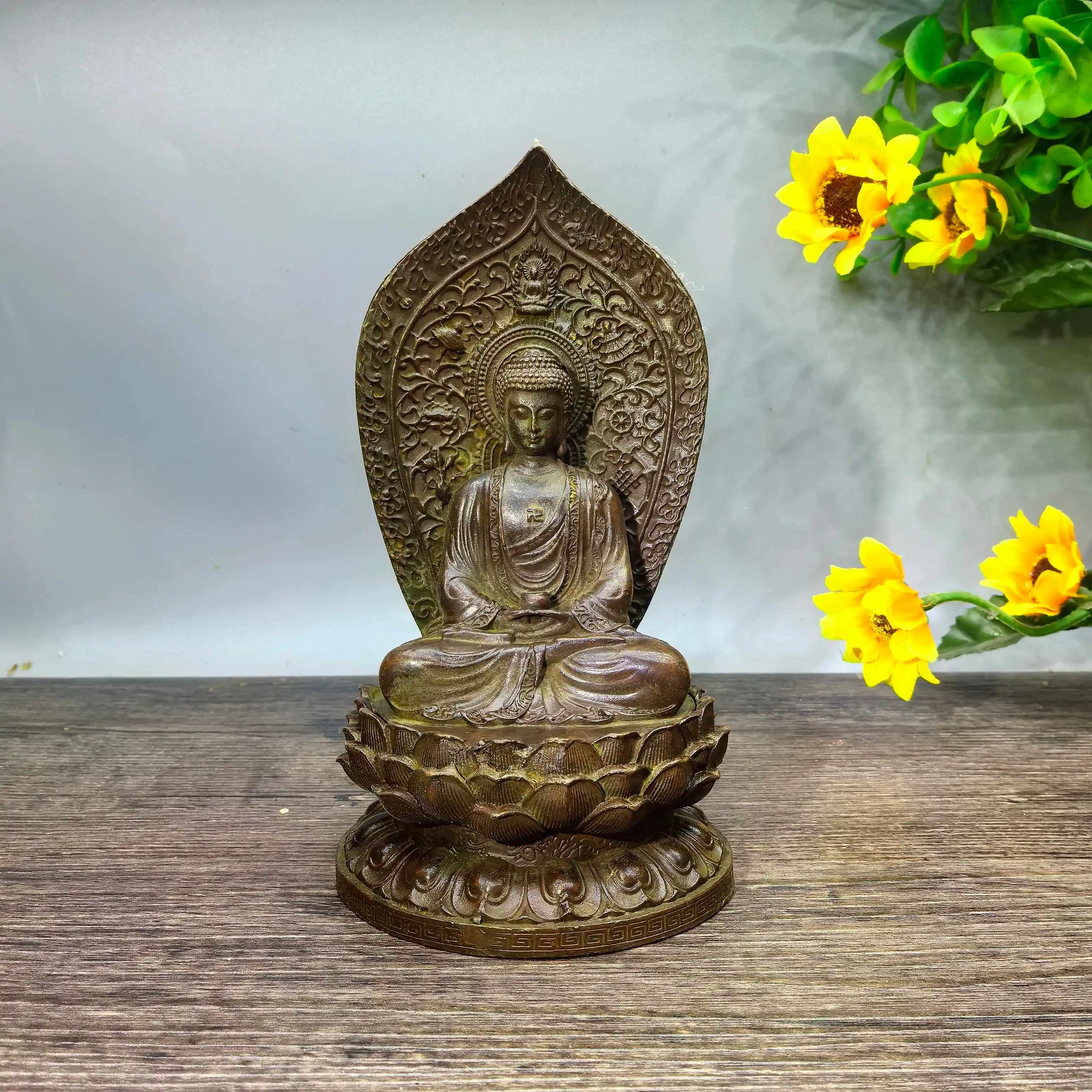 

Cz pure copper sakyamuni vairocana buddha statue home living room decoration chinoiserie ornaments