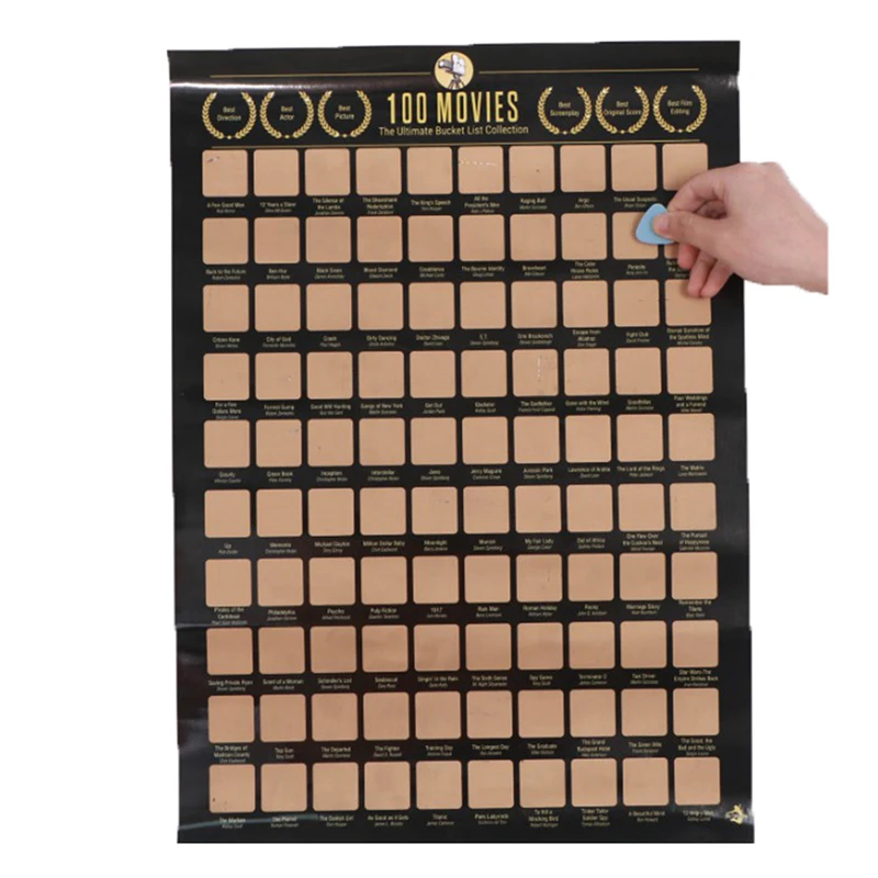 100 فيلم خدش ملصق فيلم خلفيات جدار تزيين لمحبي الأفلام