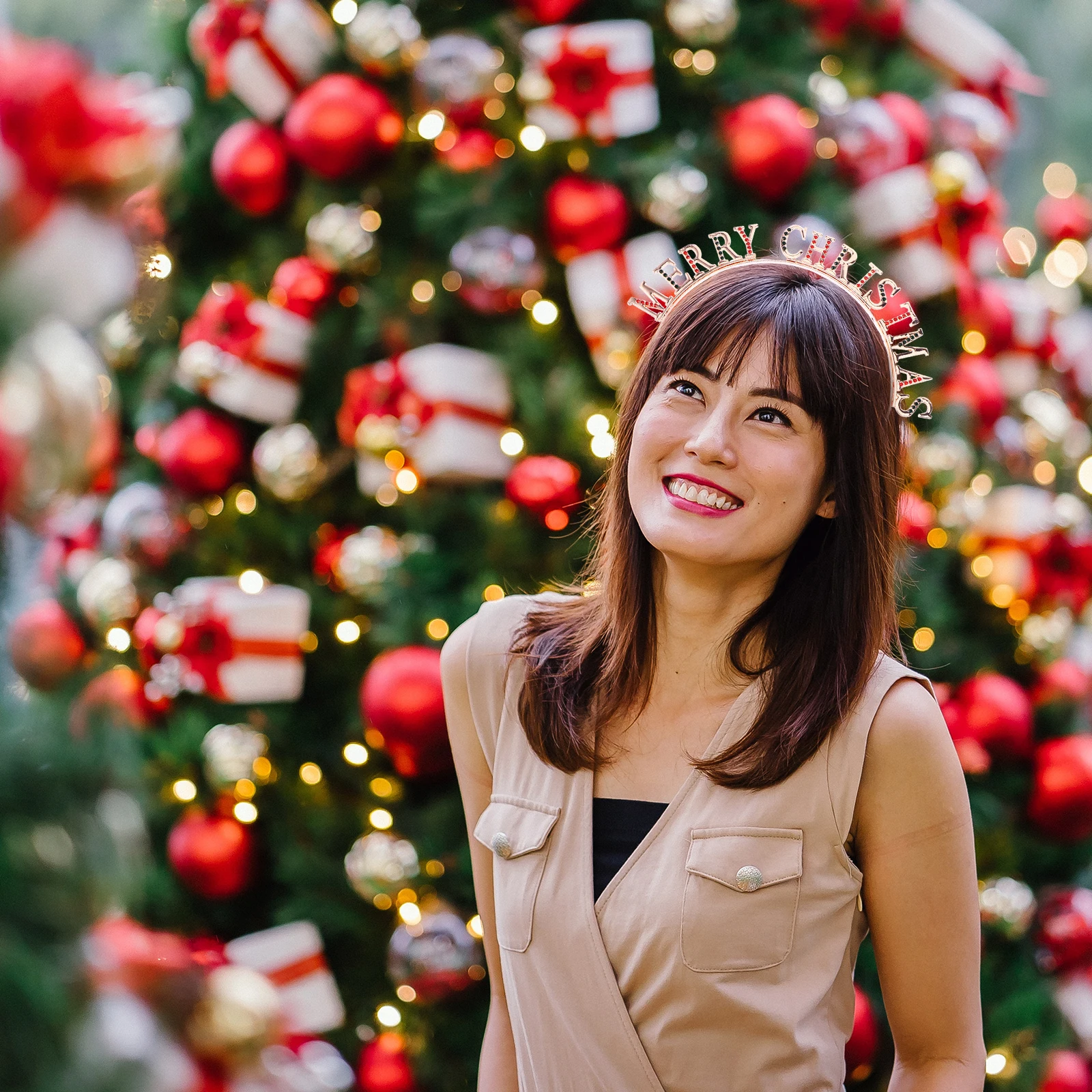 

2Pcs Christmas Party Headb Alloy Hairb Girls Letters Decorative Photo Props Diamond Pattern Durable Holiday